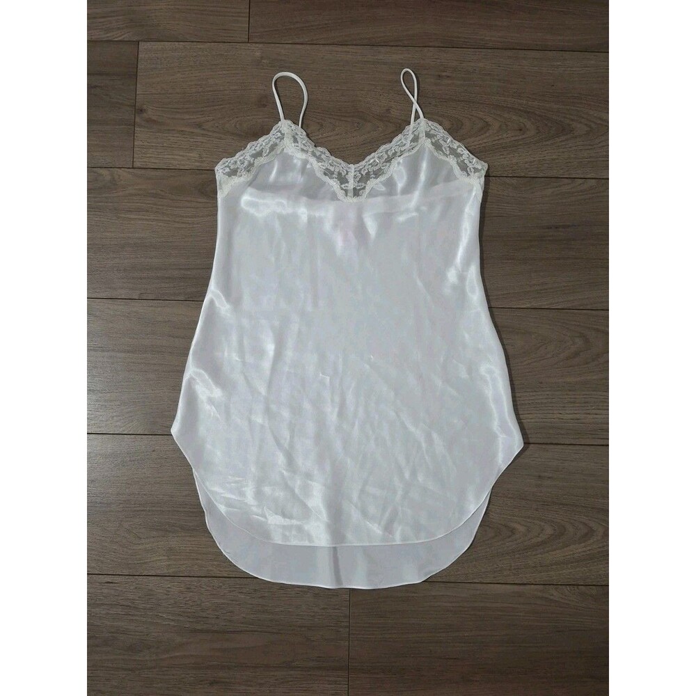 Vintage Womens La Mouette Slip Night Gown Medium Ivory Satin Feel